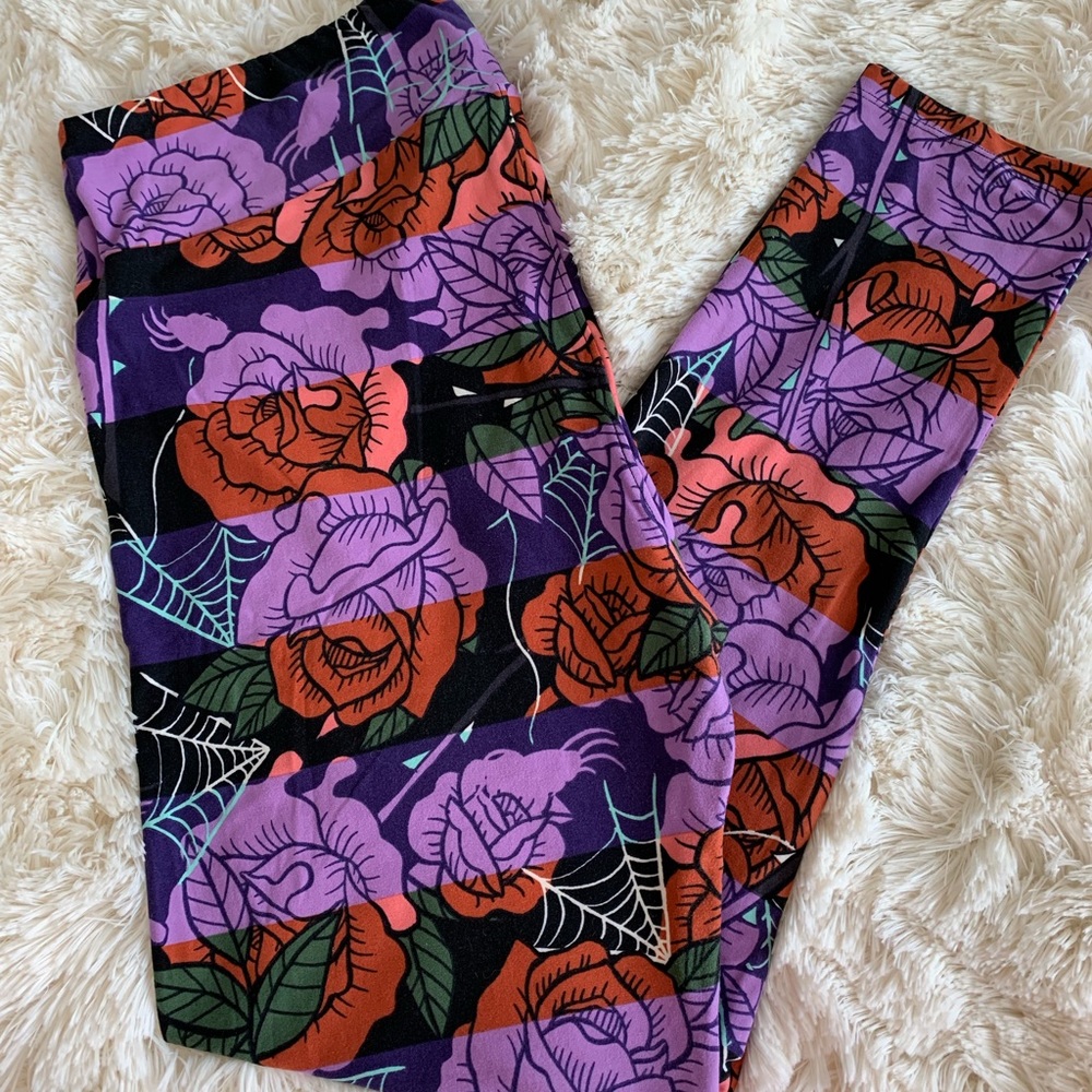 LulaRoe Halloween Leggings Rose & Spider - TC